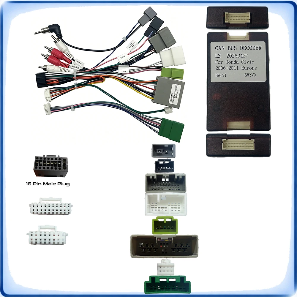 For Honda Civic 2006-2011 European Version Car Accessories Wiring Harness with CANBUS Decoder Box
