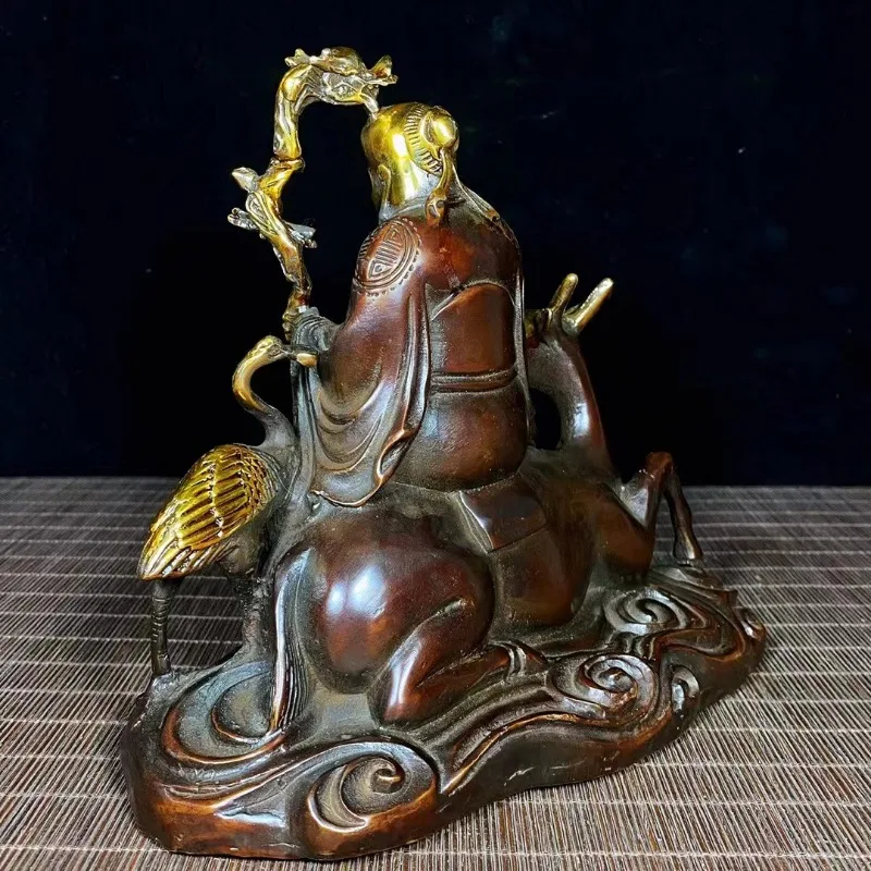 Copper Fu Lu Shou God Good Luck Safe Health Patron Saint Buddha Statue Fengshui Home Living Room Office Decoration Statues