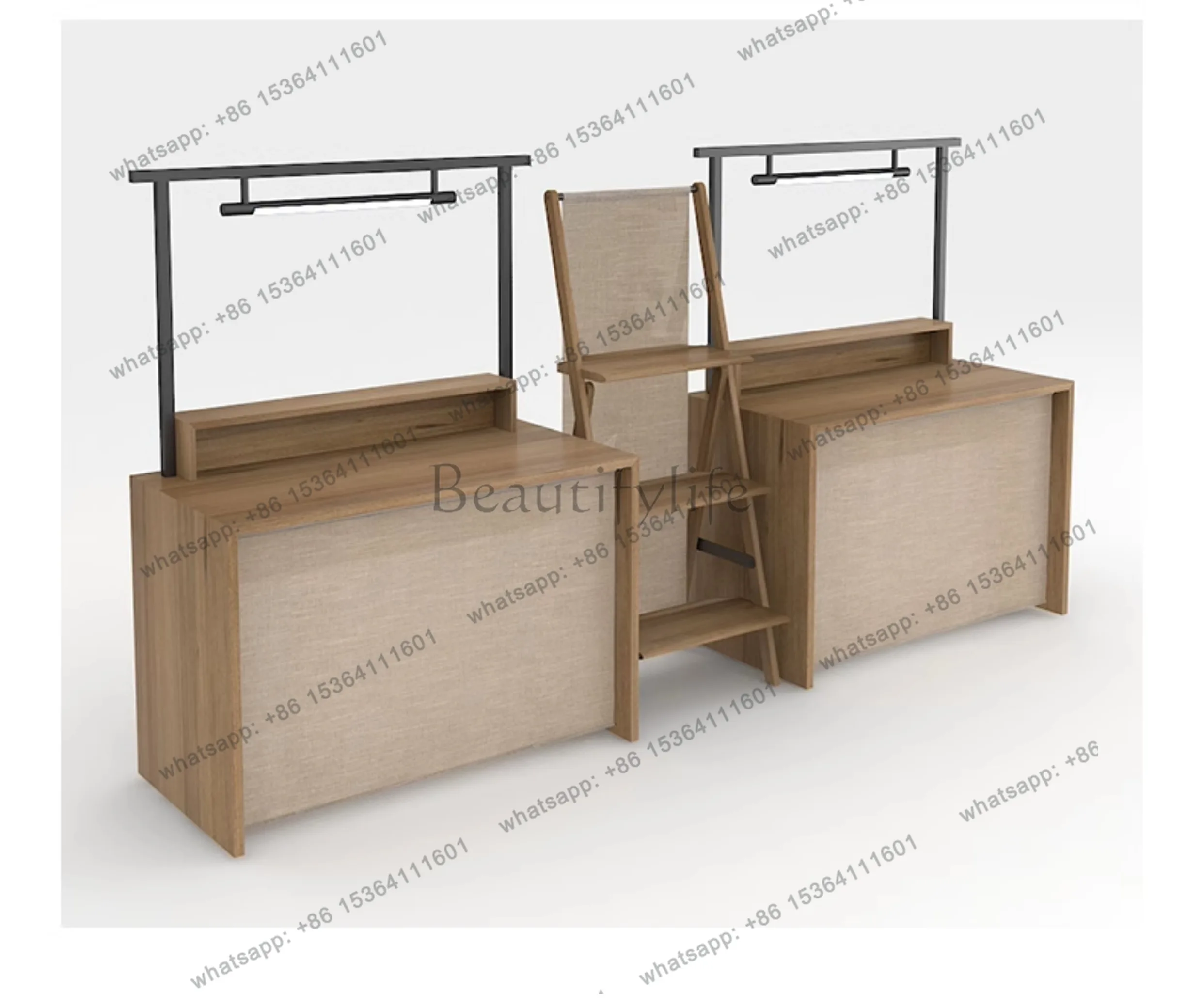 Wall-Mounted Centerpiece Display Stand Tea Set Display Side Table with Light Sample Display Props