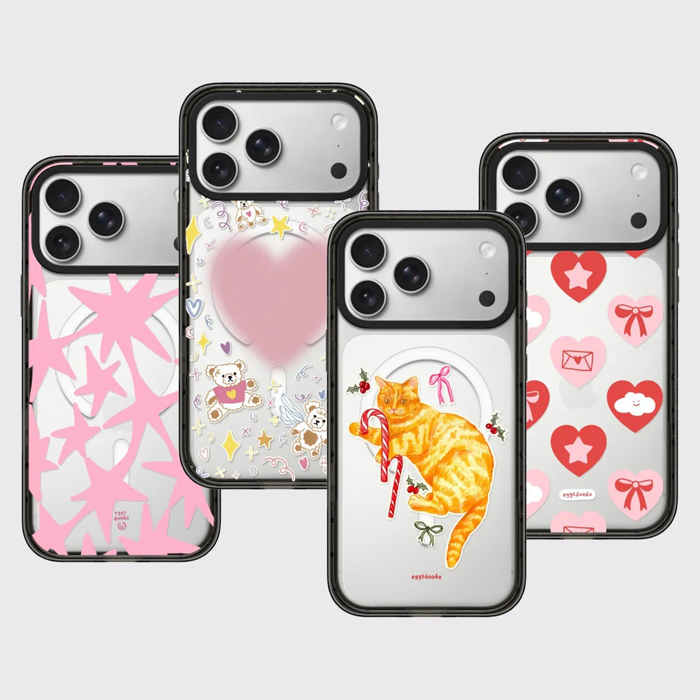 

Star Heart Orange Cat Impact Black Border Magnetic Cover for IPhone 12 13 14 15 16 17 Pro Max Case for IPhone 17 Air