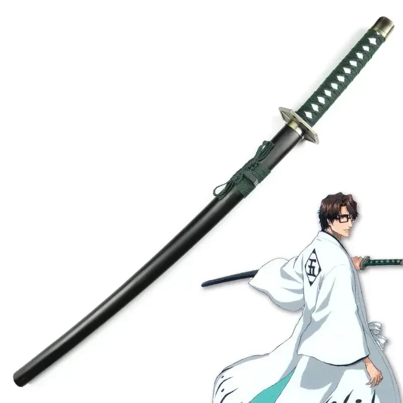 

[Funny] 100cm Cosplay Anime Bleach Zanpakutou weapon Aizen Sousuke Kyoukasuigetsu Katana wooden Sword Costume party Anime show