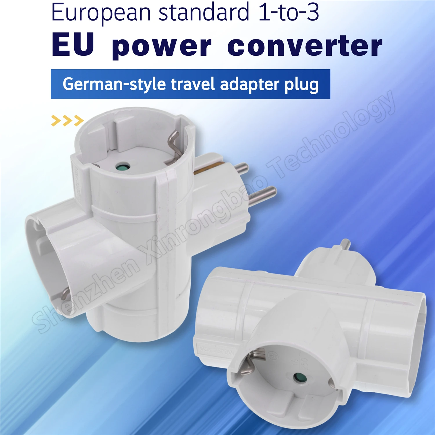 EU Plug Multiple Power Adapter Outlet European Standard 1to3 Way Multi-Plug Euro Converter Adaptor Electrical Sockets Germany16A