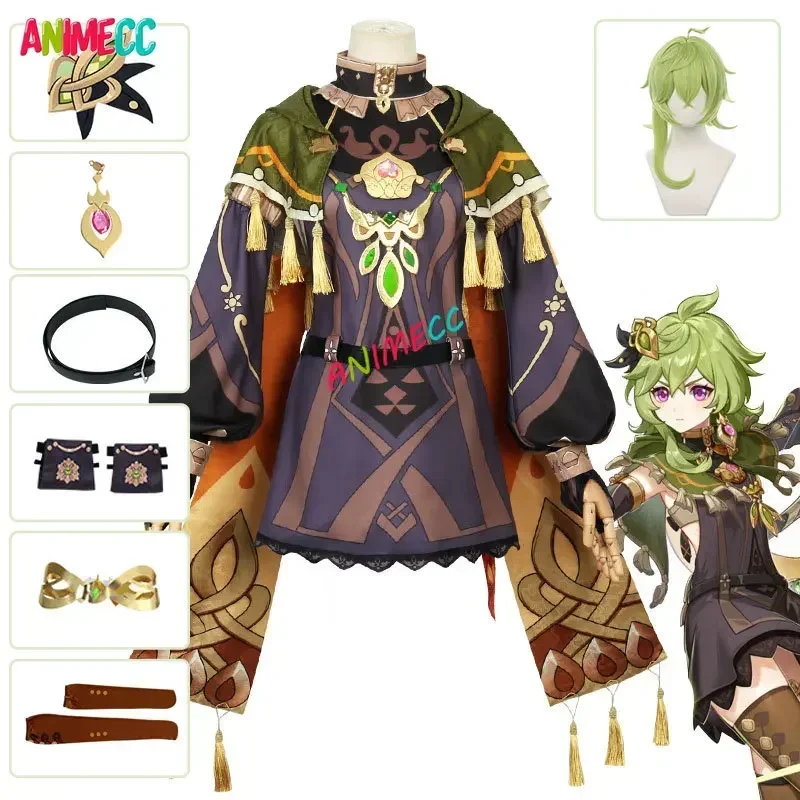 ANIMECC en Stock S-2XL Collei Cosplay Costume Perruque Genshin Impact Anime Jeu Uniforme Halloween Party Py Play Outfit pour les Femmes