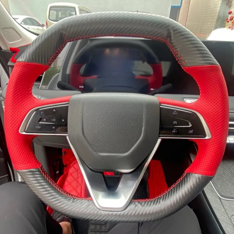 Handmade Leather Steering Wheel Cover for Venucia D60 Plus 2021-2023, Full Wrap Vehicle-Specific Luxury Car Accessories