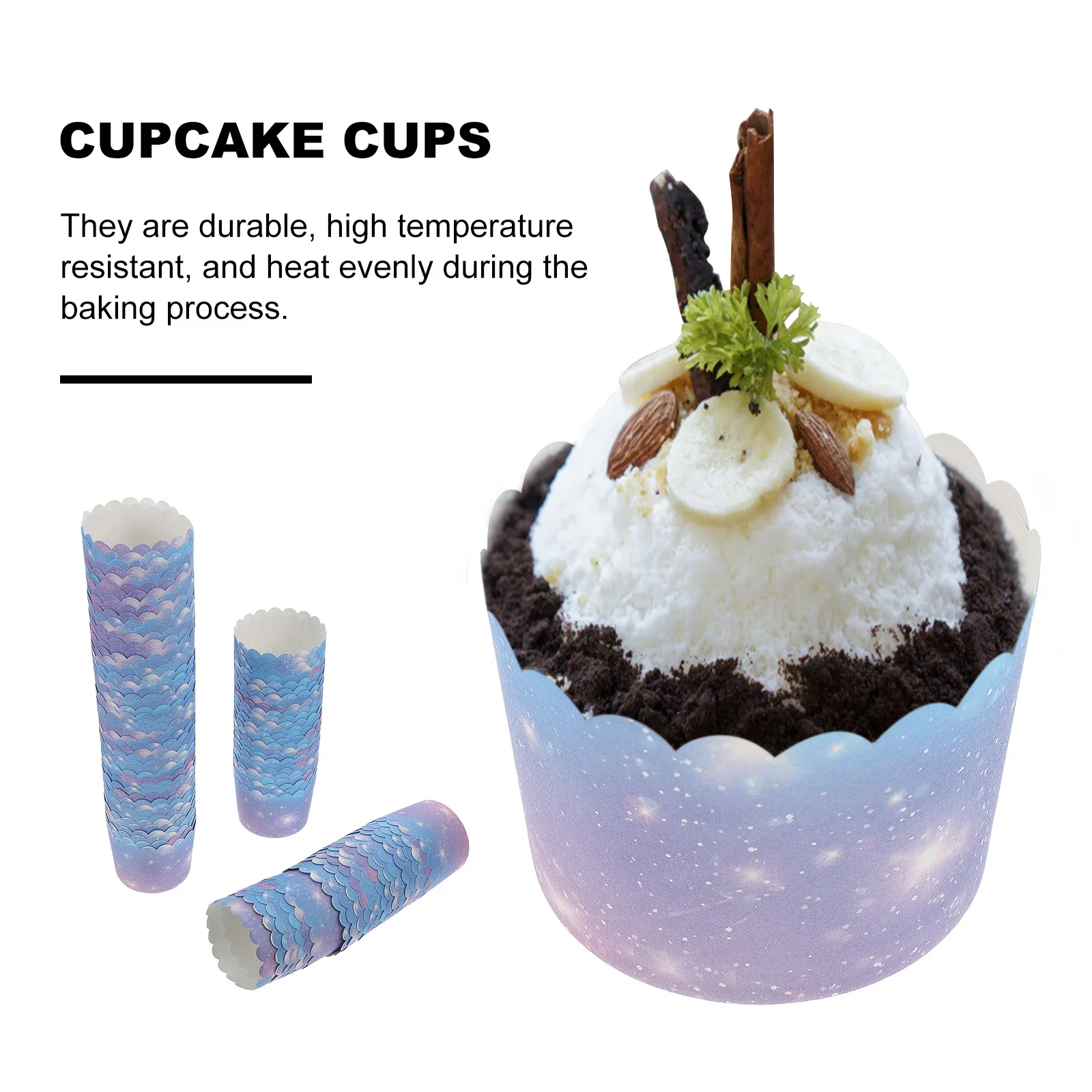 

100Pcs Gradient Color Cupcake Liners Muffin Cups Paper Baking Wrappers Heat Resistant Non Stick Baking Accessory for Cakes