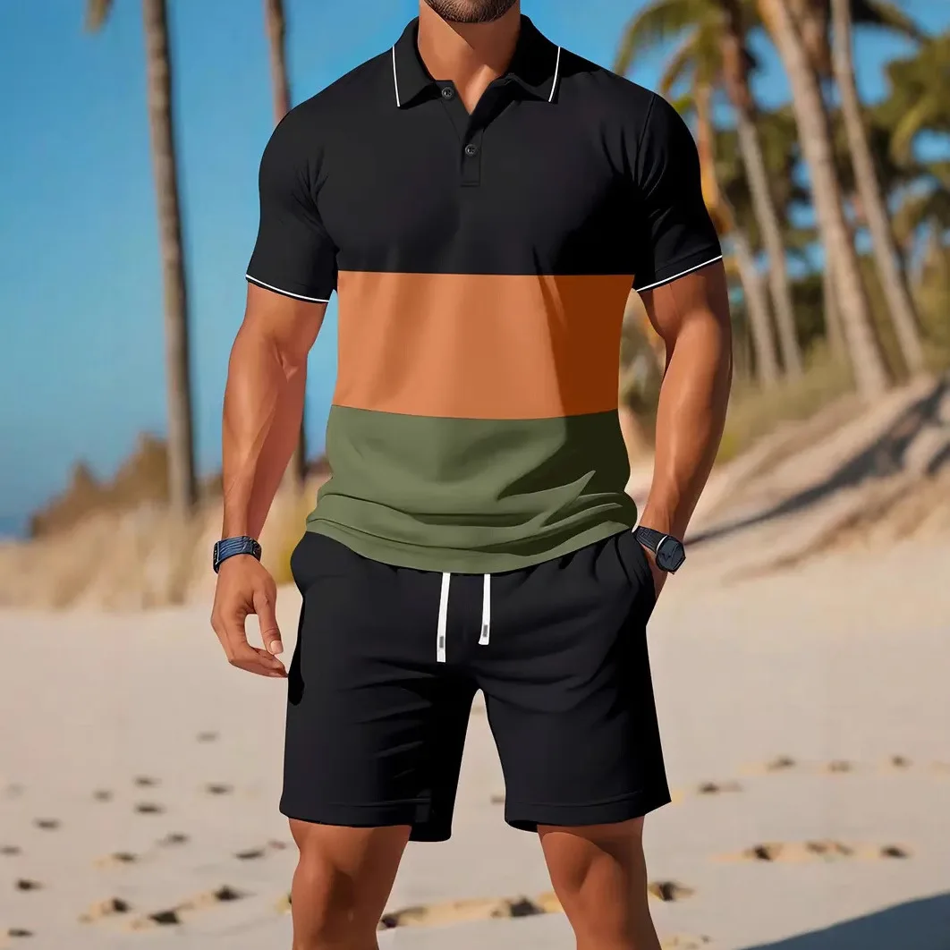 طقم تي شيرت كاجوال بألوان متباينة irt ort Sve للرجال موسم الصيف ألياف البوليستر مادة أخرى 00% #1