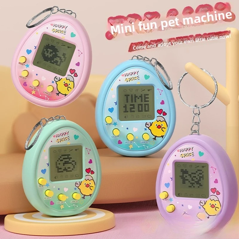 Electronic pet, mini handheld video game console, pet feeding keychain small pendant.