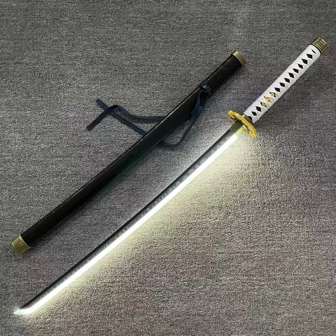 104cm brillante Vergil Yamato Katana Devil May Cry 5 Anime Cosplay Prop Led espada iluminada tamaño Real japonés Katana Samurai Sabre