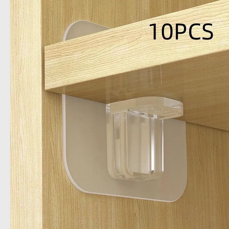 10Pc Home Divider Plate Hold Support Cabinet Partition Fixator Wardrobe Separation Board Support Wall-Mounted Self-Adhesive Rack