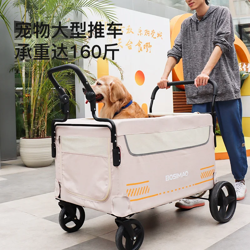 Imagem -05 - Dog Stroller Portátil com Rodas Destacáveis Dobrável Pet Carrier para Cães de Grande Raça Camping e Viajar