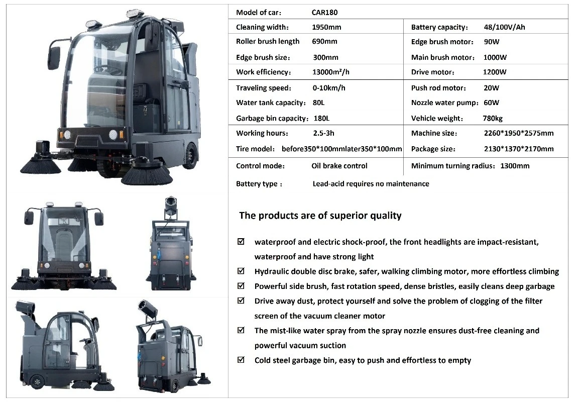 Automatic Street Sweeper Environmental Driveway Cleaning Machine CE Certified Industrial Grade for Warehouse Use