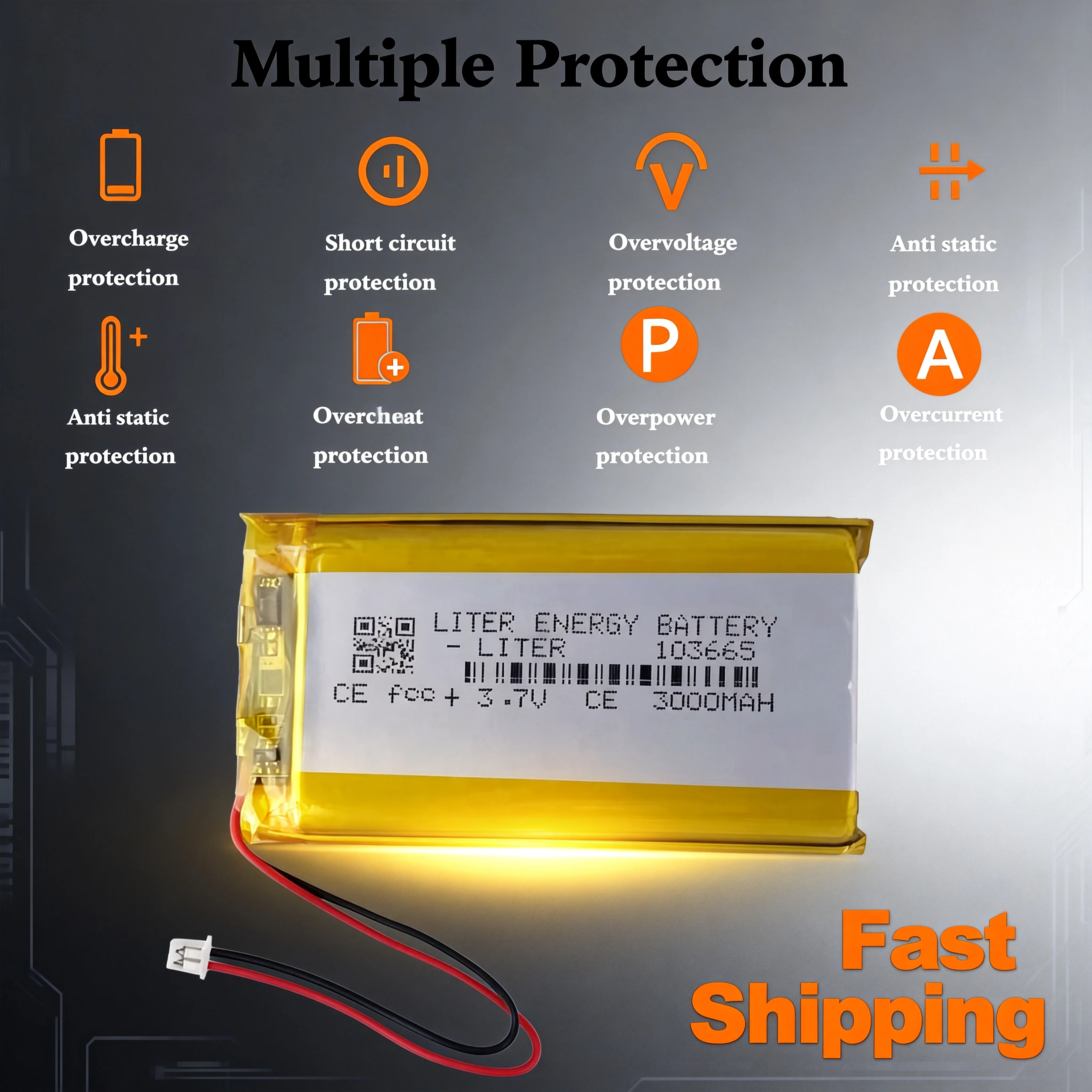 JST 1.25mm Plug 3.7V 3000mAh 103665 Lithium Polymer Battery for Miyoo Mini Plus Open Source Console Game Machine