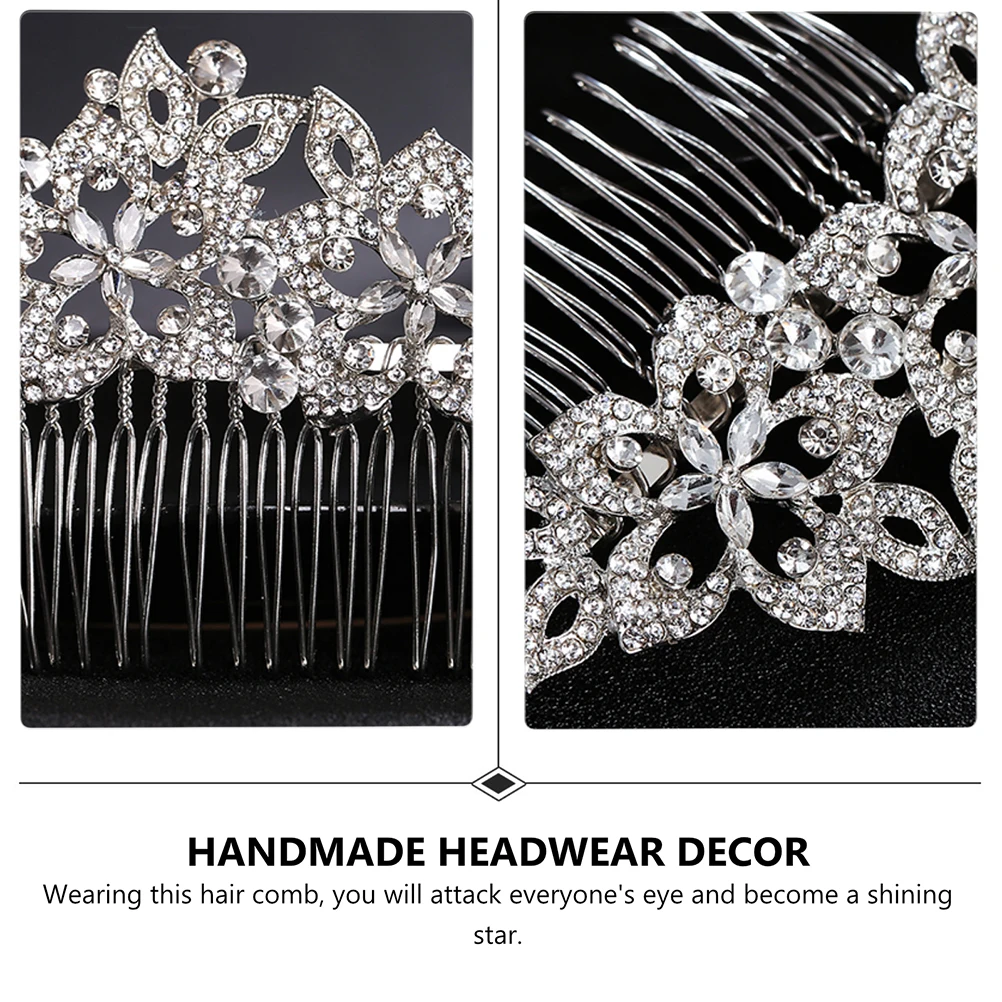 

Romantic Rhinestone Hair Comb for Brides Alloy Headwear Chic Headdress Wedding Accessory