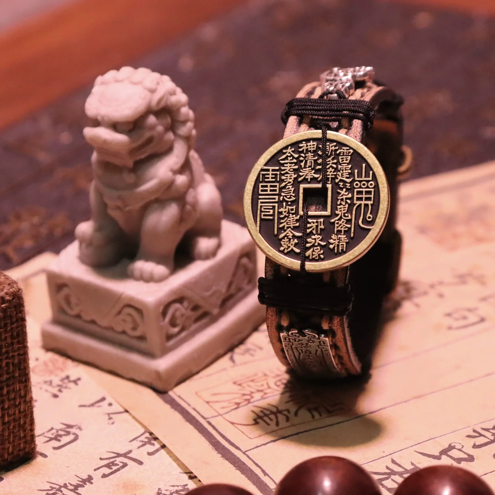 Chinese Ethnic Style Mountain Ghost Spending Money Tai Sui Brand Pixiu Bracelet Handmade Taoism Year Life for Couple's Hand Rope