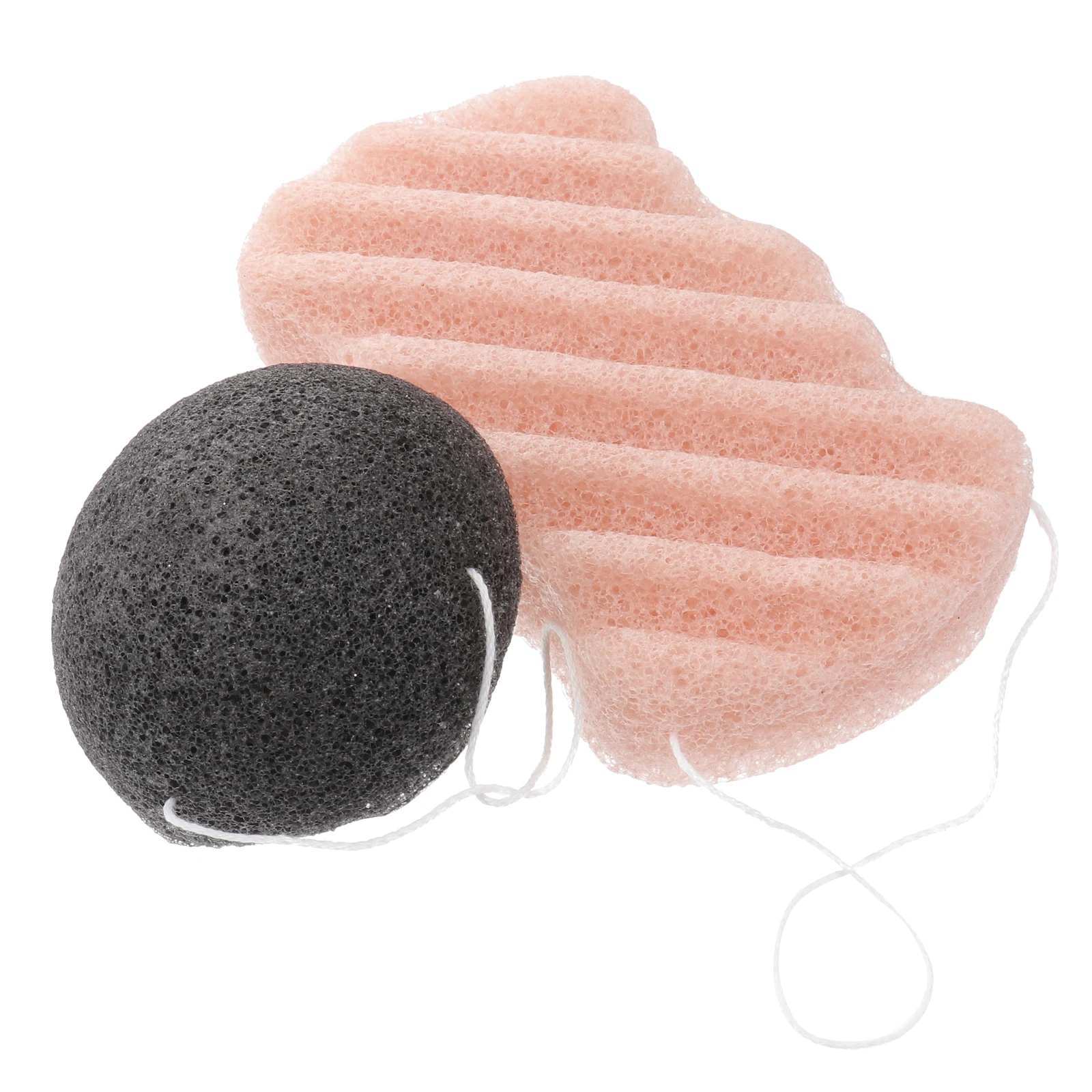 Conjunto de esponja de carvão de bambu konjac, 2 peças, limpeza profunda, esfoliante, corpo, cuidados com a pele facial, ferramenta de banho para chuveiro diário