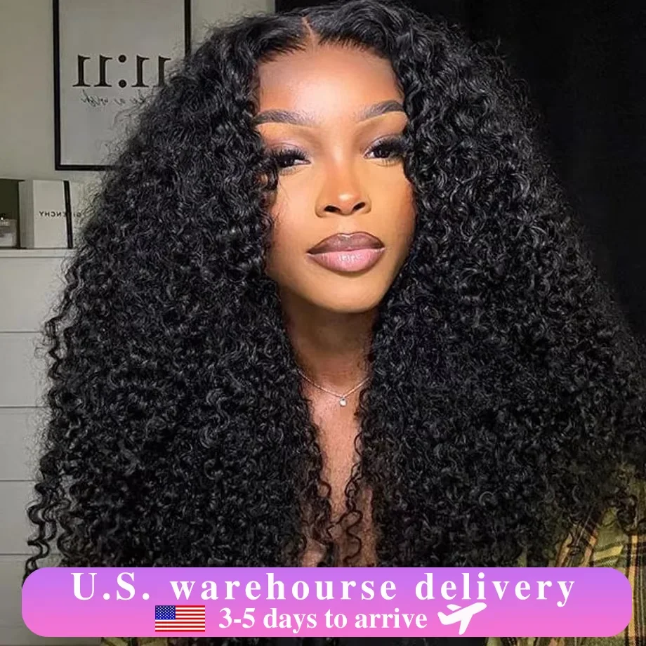 Kinky Curly Wigs 13x6 HD Lace Frontal Wig Glueless Human Hair 4C Afro Curly Lace Front Human Hair Wigs 4x4 HD Lace Closure Wigs