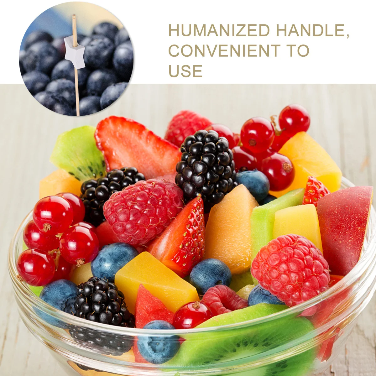

200pcs Bamboo Fruit Toothpicks Skewers Cocktail Sticks Dessert Picks Party Appetizer Garnish Supplies Food Fork