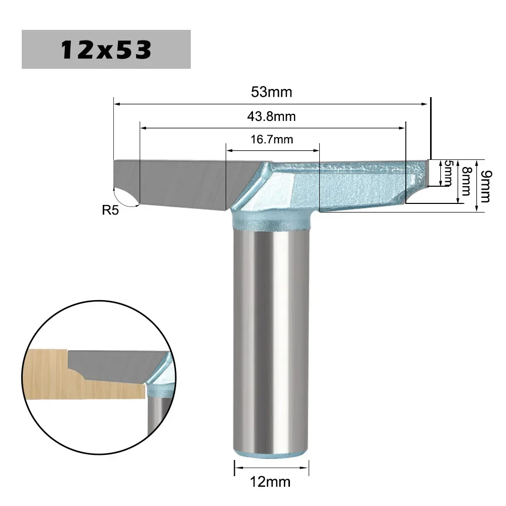 1PC 12mm 12.7mm Shank Inclined R Door Plate Cutter Woodworking Cabinet Door Plate R Angle Milling Door