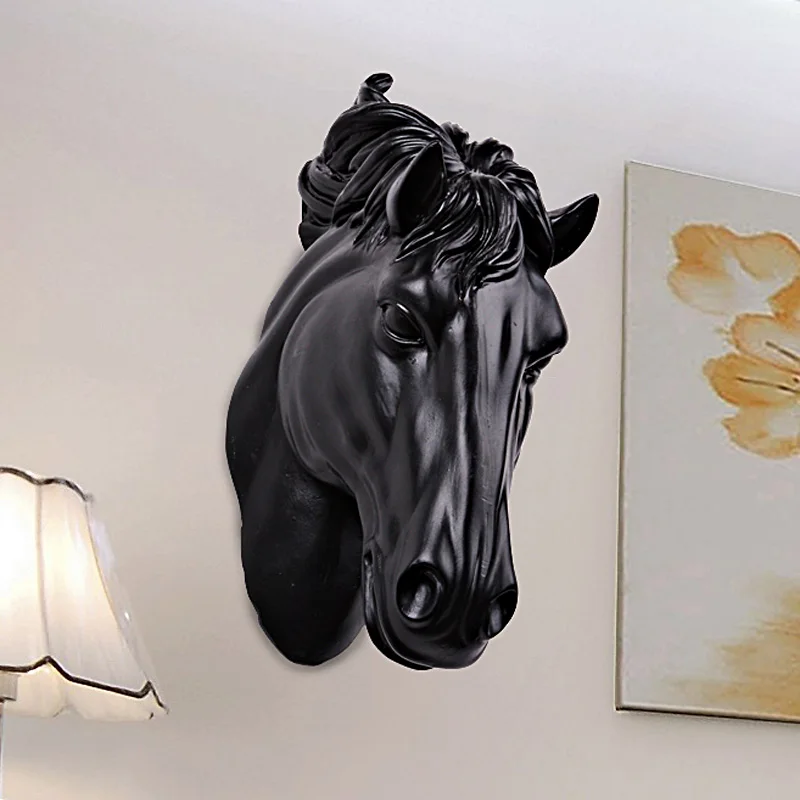 3D Horses Head Wall Art Resin Sculpture Animal Decorations Living Room Home Decor Craft Figurines