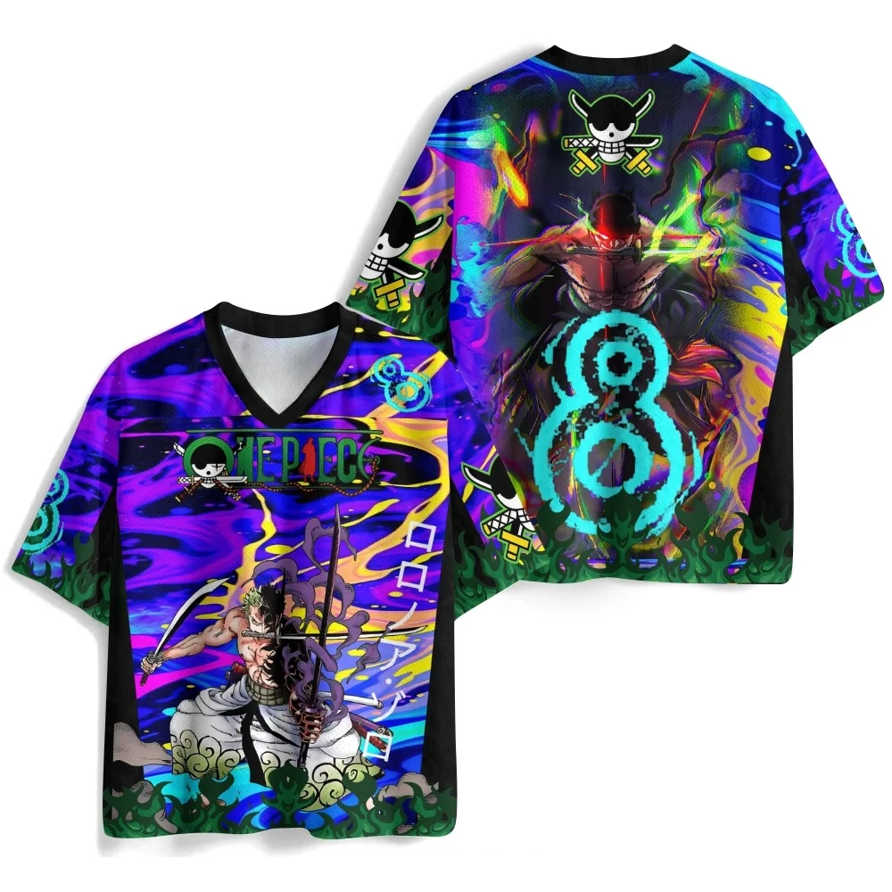2026 Summer One Piece ZORO Retro Cosplay T-shirt Men's Oversized 3D Printed Short-sleeved Family Unisex Children's Sports Shirt