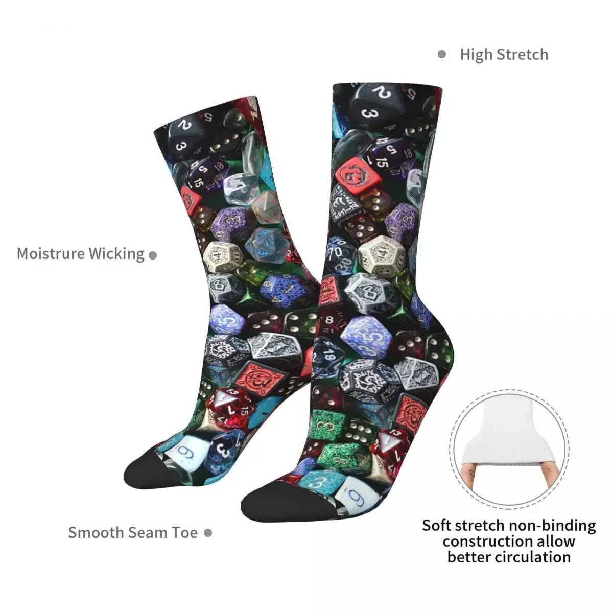 Dice Socks Harajuku Super Soft Stockings All Season Long Socks Accessories for Man's Woman's Birthday Present