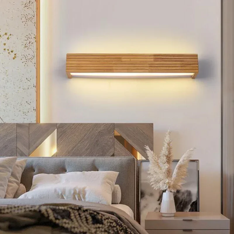 Holz lange Streifen Wand leuchte Innen LED Wand leuchte für Badezimmer Make-up Spiegel Wohnzimmer Schlafzimmer Nacht Innen dekor Beleuchtung