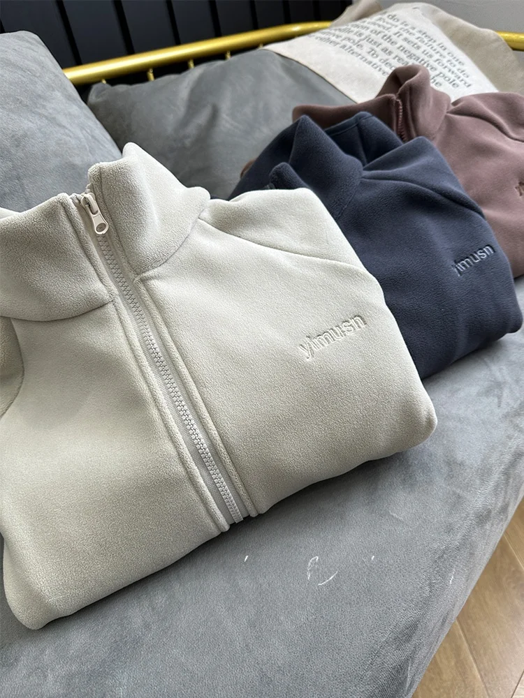 girls-fleece-lined-thickened-jacket-winter-children-inner-polyester-fiber-zipper-closure-stand-collar-aiza-basic-korean-style