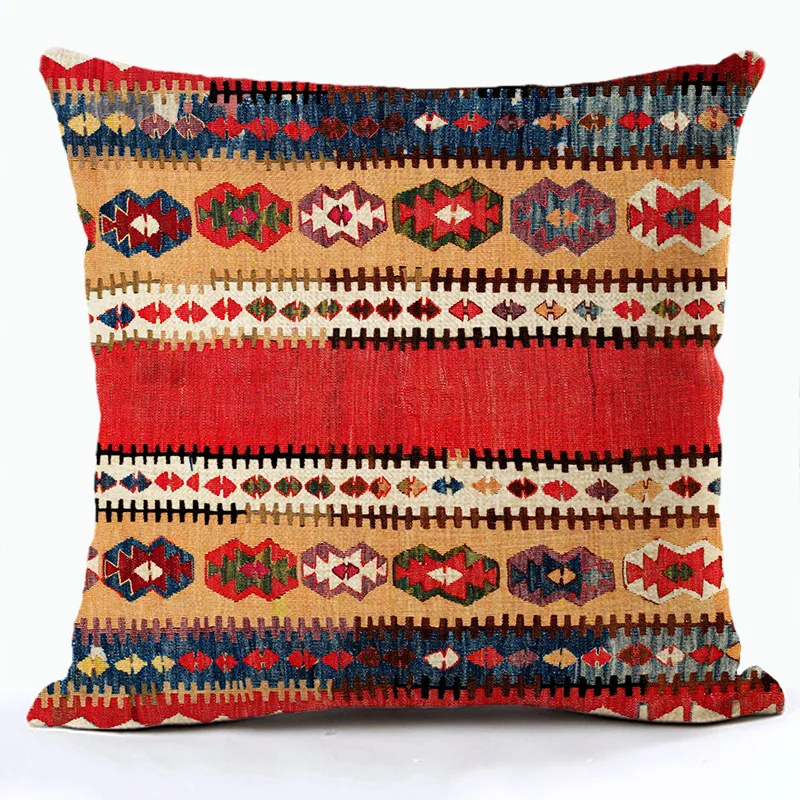 Square Linen Cushion Cover Pillowcase Bohemian Turkish Pillow Sofa Pillow Waist Pillow Cover Pillowcase Home Supplies