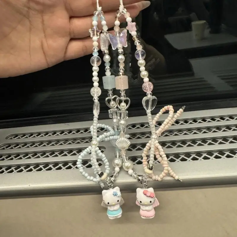 سانريو مرحبا كيتي الهاتف قلادة أنيمي الكرتون فراشة الملاك كيتي جراب هاتف سلسلة المفاتيح حقيبة الظهر اكسسوارات هدية