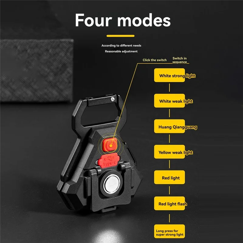 

LICE-Keychain Light COB Mini Flashlight Super Bright Outdoor Emergency Pocket Light Camping With Tail Magnet Hook