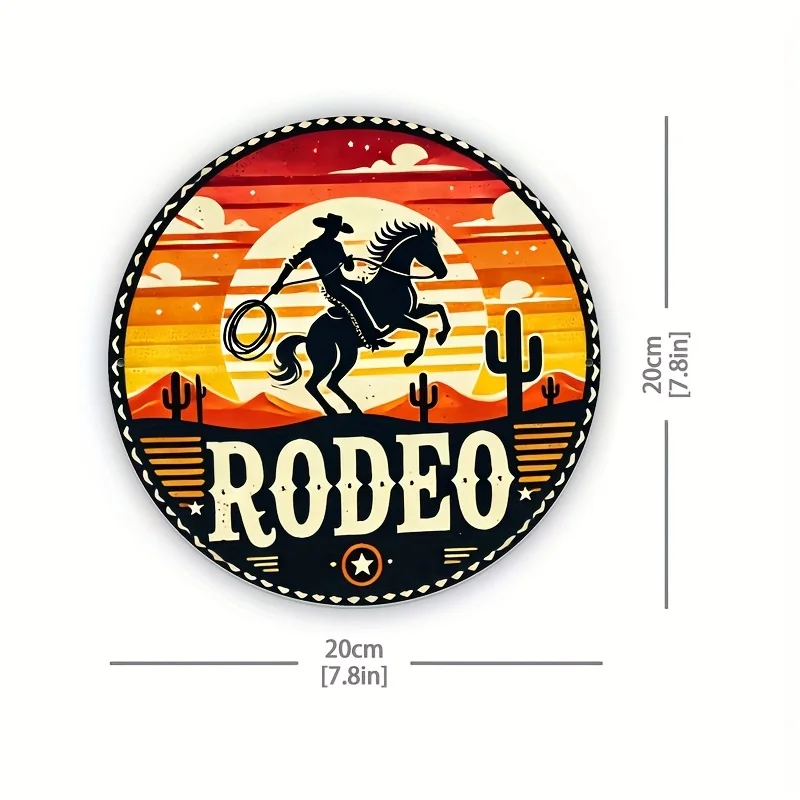 1pc, Cowboy Showdown, Iron 20×20cm (8×8inch), Western Cowboy Theme, Round Iron Sign, Round Iron Decorative Wall Painting