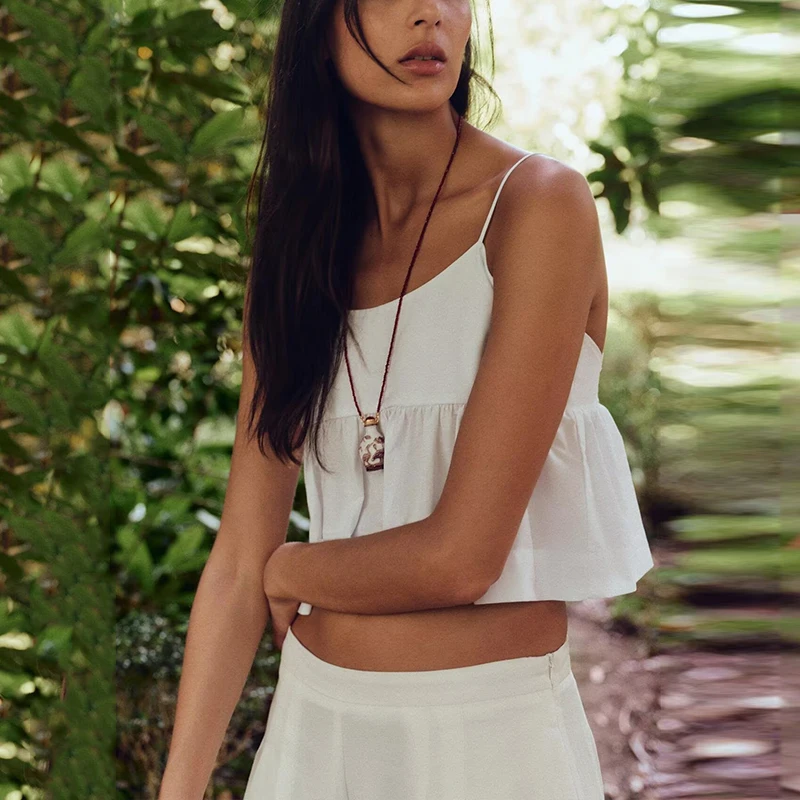 Csa de Verano para Mujer a la Moda, Dobladillo Irregular, Seda de Suzhou, Fibra de Poliéster, Corta, Hoada, Color Sólido...