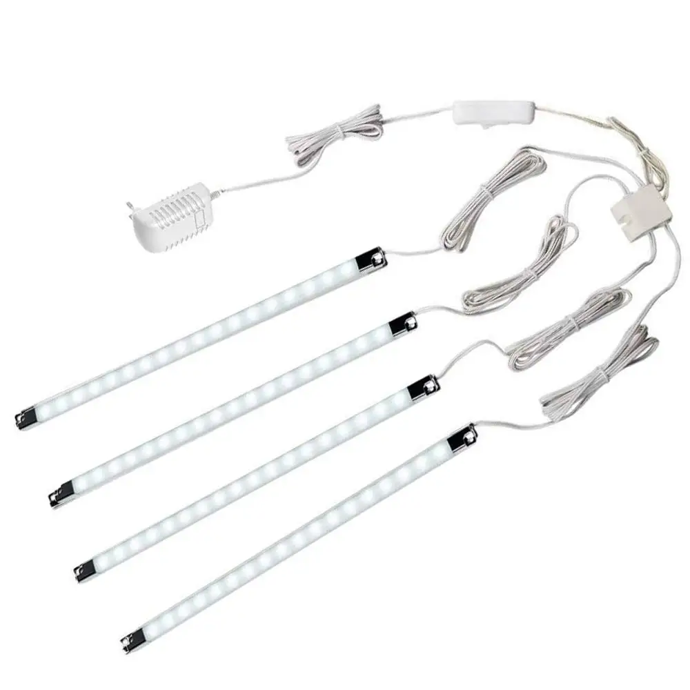 

Led Display Lights, (4) St Light Bars For Display Case Shelf Showcase Bookshelf Kitchen Workbench, Plug-In Under Cabinet
