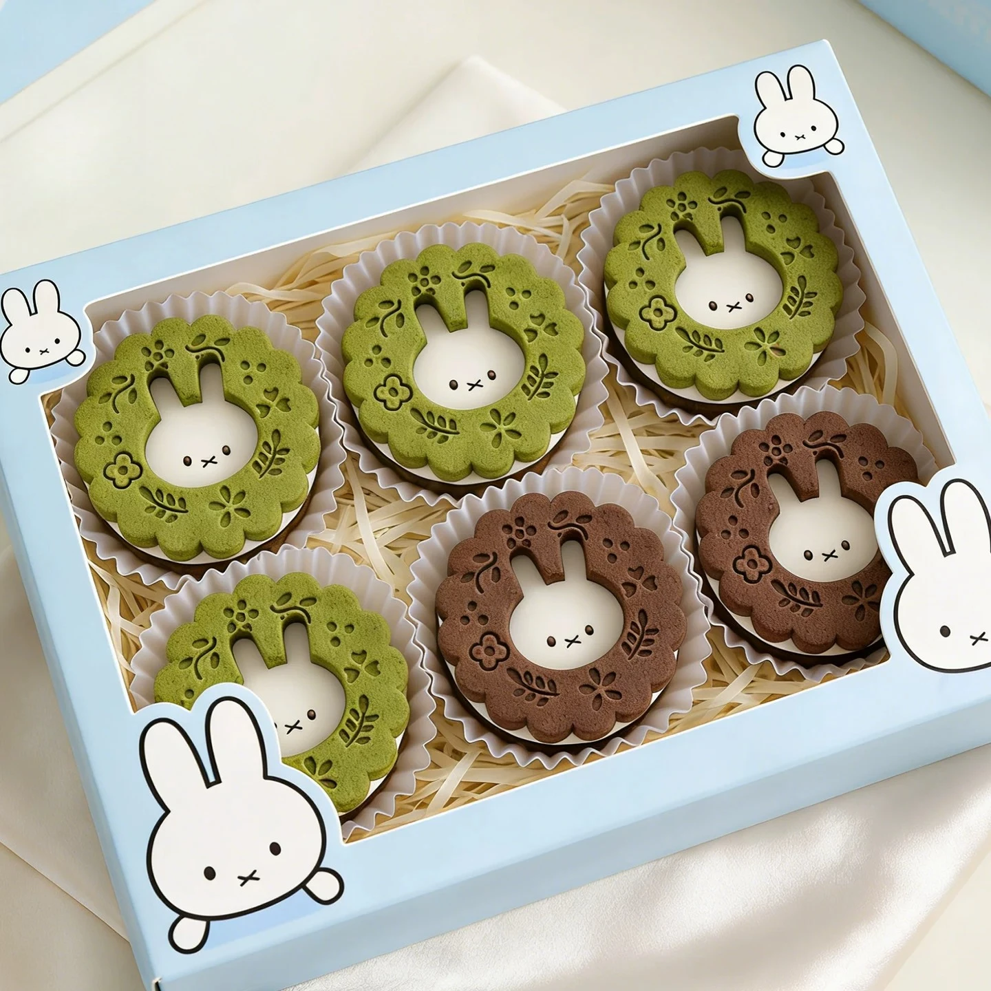 Lovely Cartoon Miffy Wreath Biscuit Press Mold Flower Pattern Easy Demoulding Cookie Cutter Portable Home Baking Decorating Tool