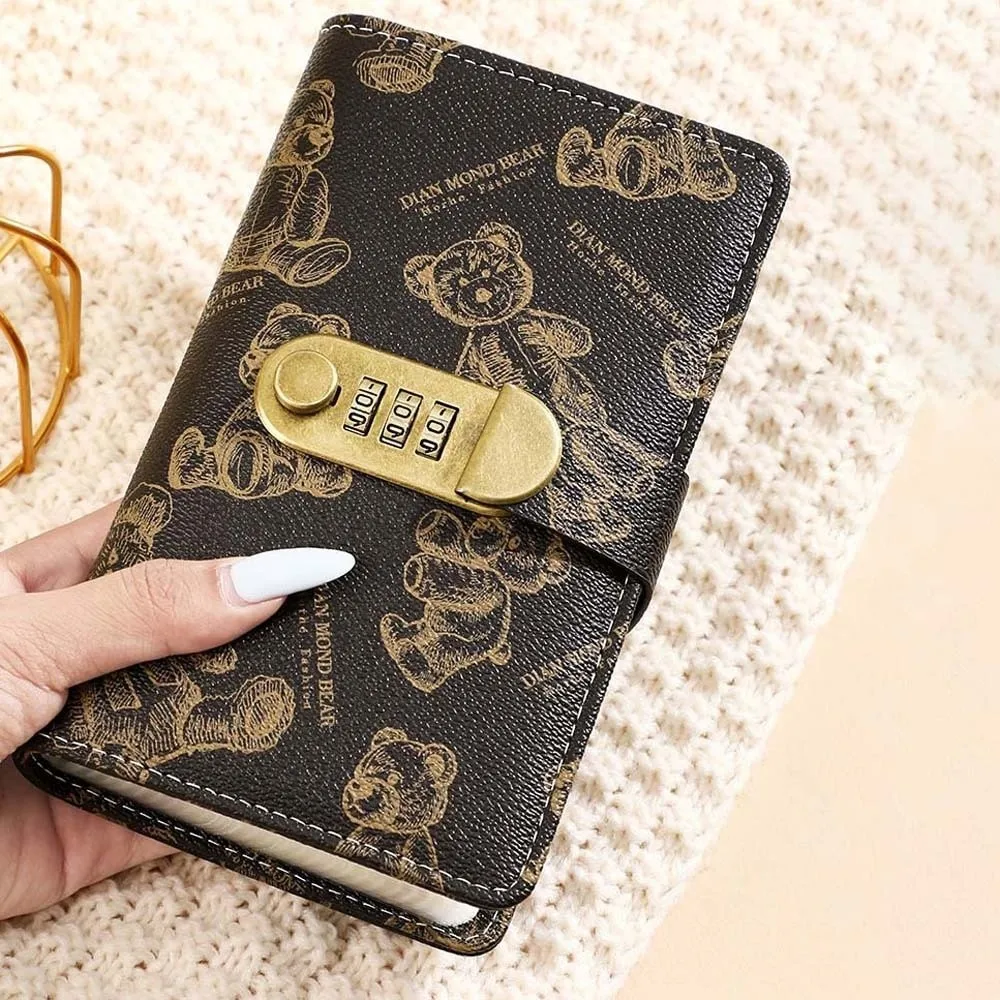 A6 Code Notebook for Money Anti-splash Water Cartoon Bear Printed Cash Budget Ledger Daily Plan Diary Notepad view 4