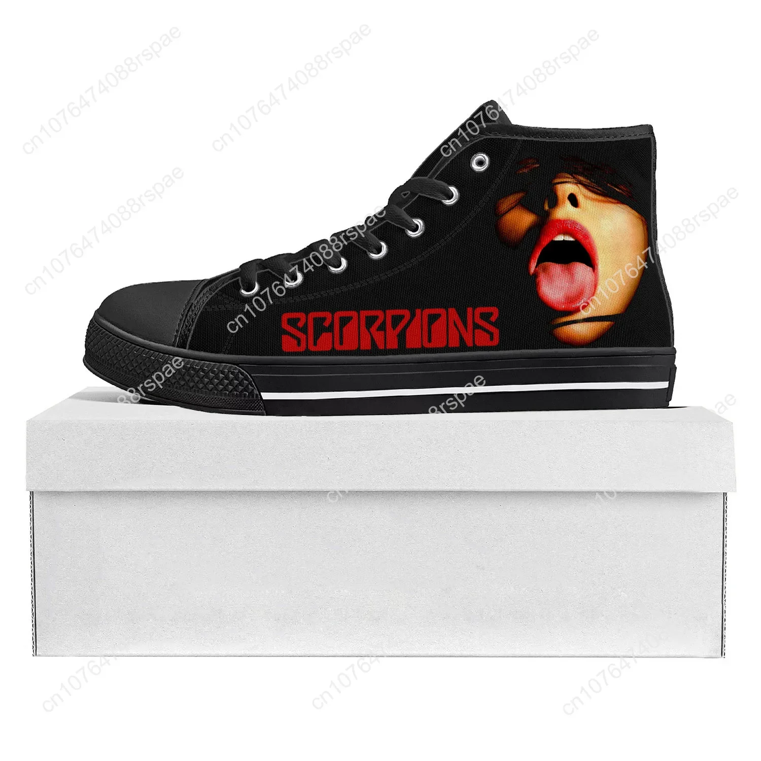 Scorpions Metal Rock Band Pop High Top High Quality Sneakers Mens Womens Teenager Canvas Sneaker Casual Couple Shoes Custom Shoe