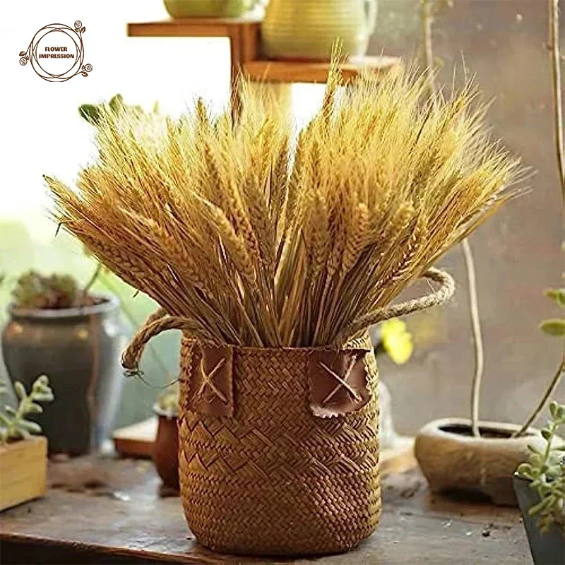 

Natural Wheat Spikes Dried Flowers Bouquet Kitchen Church Tables Weddings Party Decor Supplies Boho Home Decor Artificial Plants