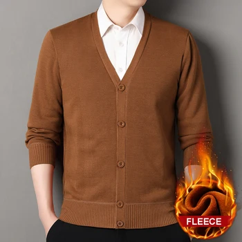 Mens Autumn Clothes Fleece Cardigan Jacket Knitted Sweater Outwear V-neck Fashion Cardigans Warm Men's Top 4 Mens Autumn Clothes Fleece Cardigan Jacket Knitted Sweater Outwear V-neck Fashion Cardigans Warm Men's Top 4