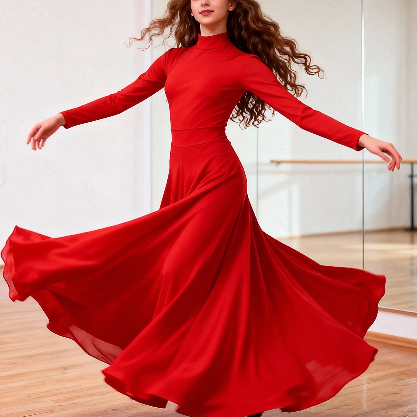 

Long Sleeves And Sleeveless 2026 Ballroom Dance Dress New Sexy Modern Dance Dress National Standard Women Red Waltz Performance