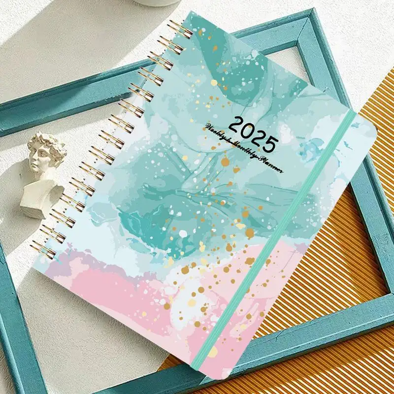 Coil Schedule Weekly Planner Notebook, Strong Coil Binding, Budget Management Tool para Work Notes, Homework Notes, Mensal, 2025