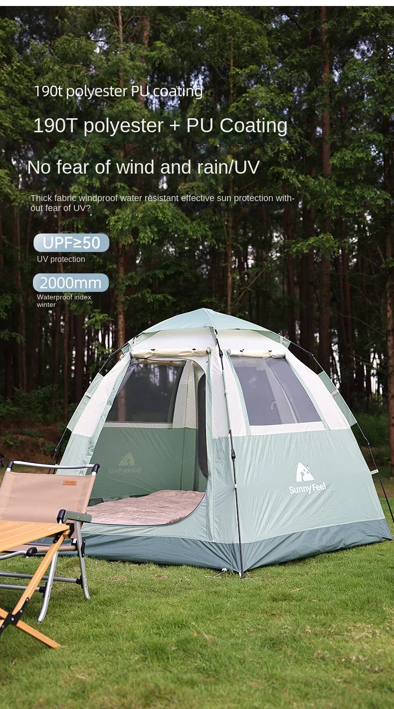 Outdoor Camping Convenient Camping Tent Rain Hexagonal Automatic Park Tent Proof Sunscreen