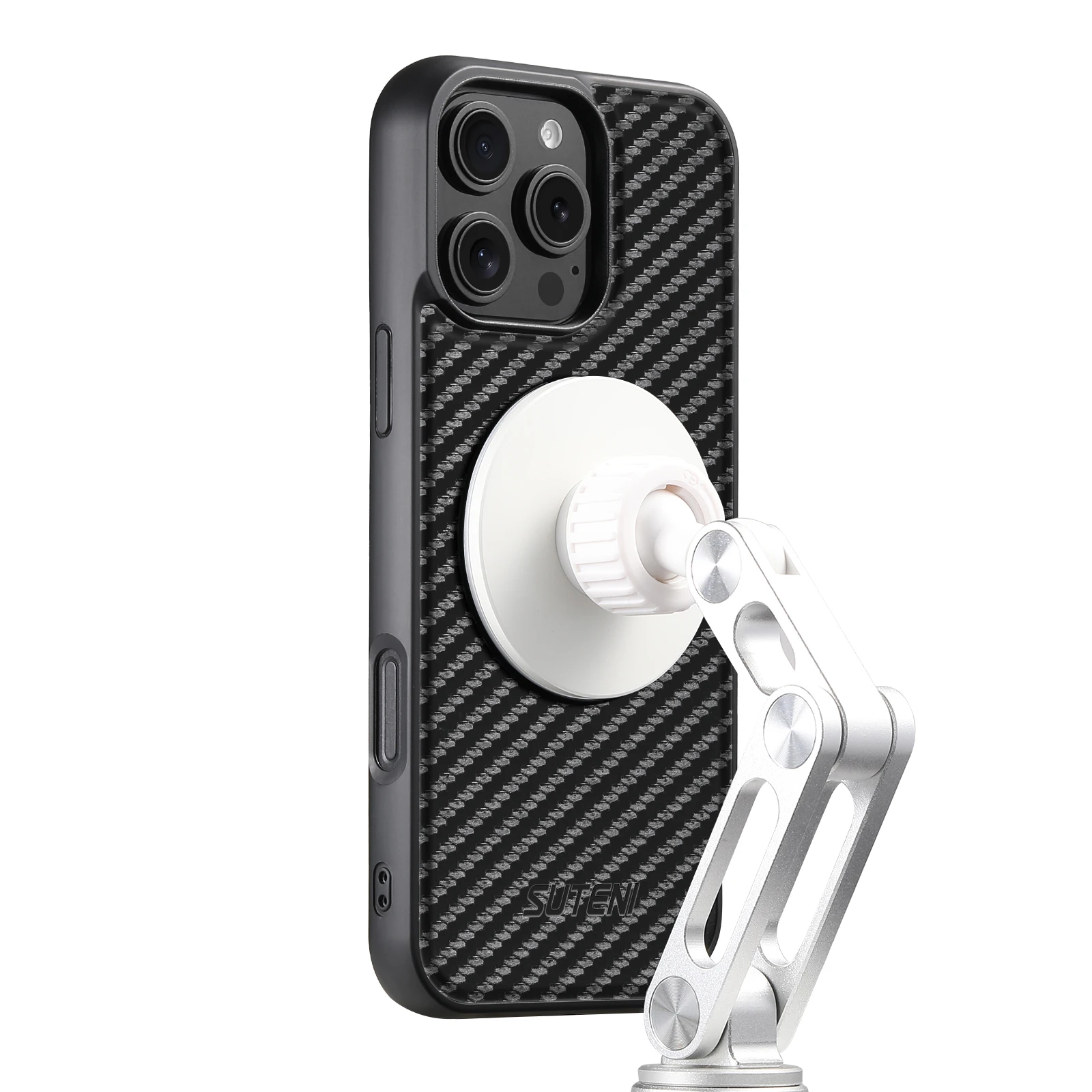 SUTENI Magnet Kabellose Ladehülle für Mobiltelefone 360 ° Drehbarer Ständer mit Kunstleder-Ringschnalle für iPhone 18 Pro Max 17 16 Plus – Detail 16