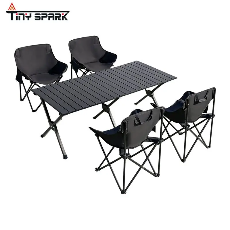 Camping Folding Table and Chair Set Outdoor Portable Egg Roll Table Integrated Equipment