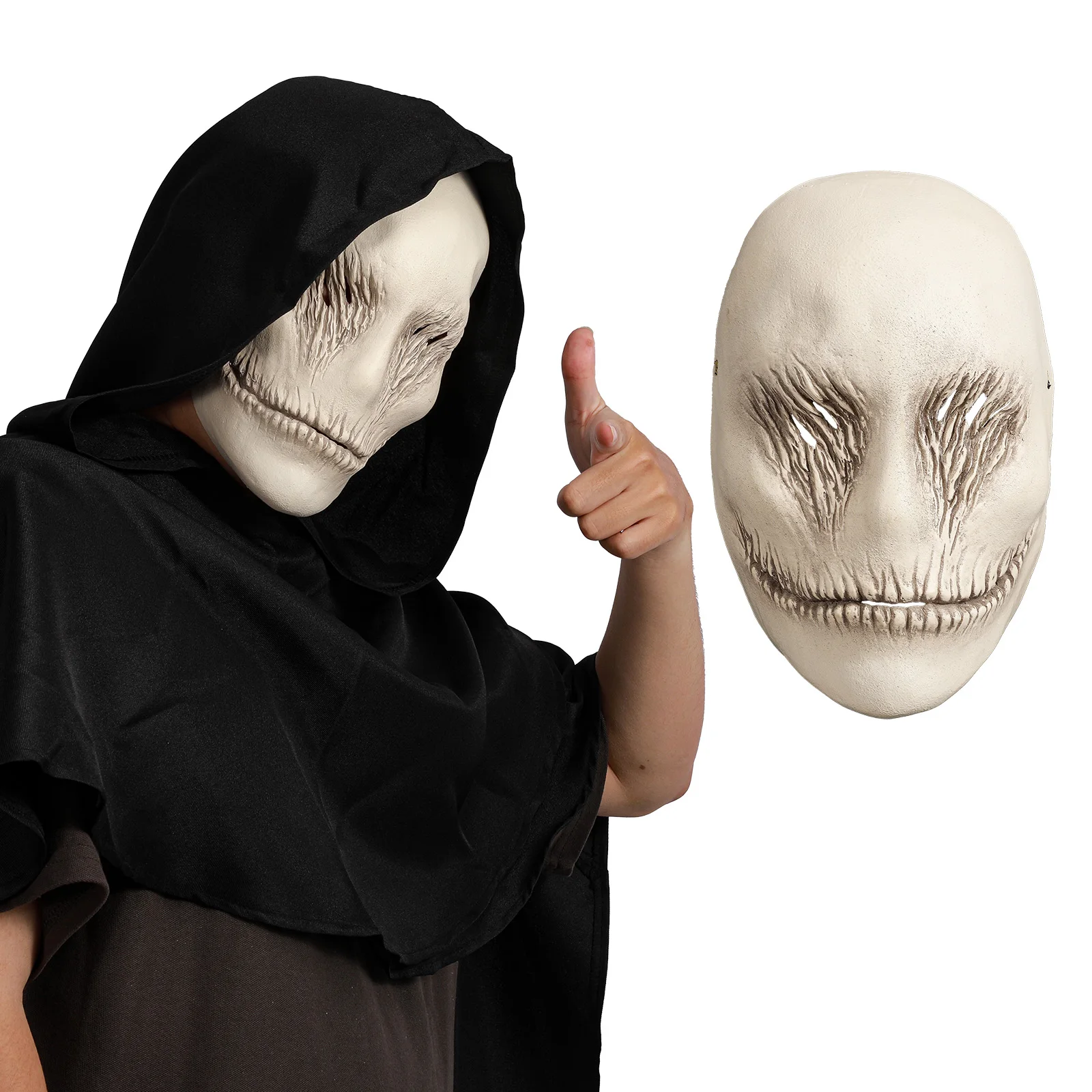 

Страшная маска с улыбкой Slenderman, жуткая маска демона с призрачным лицом, ужас, реквизит для косплея на Хэллоуин