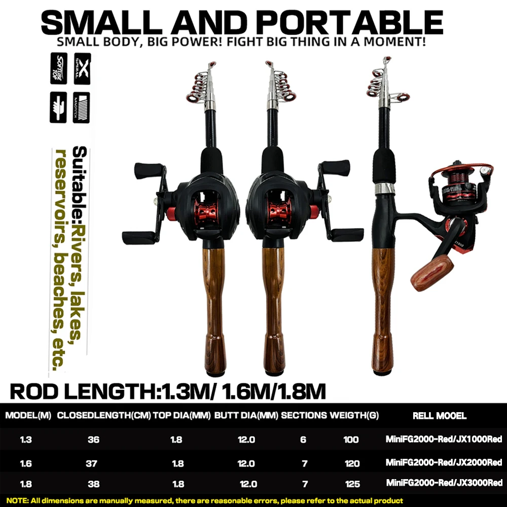 Imagem -03 - Carretel de Pesca de Fibra de Carbono Kit de Combinação Telescópica Carretel Giratório Alta Velocidade Ultra Leve Carretel de Baixo de Água Doce 13 m 16 m 18 m