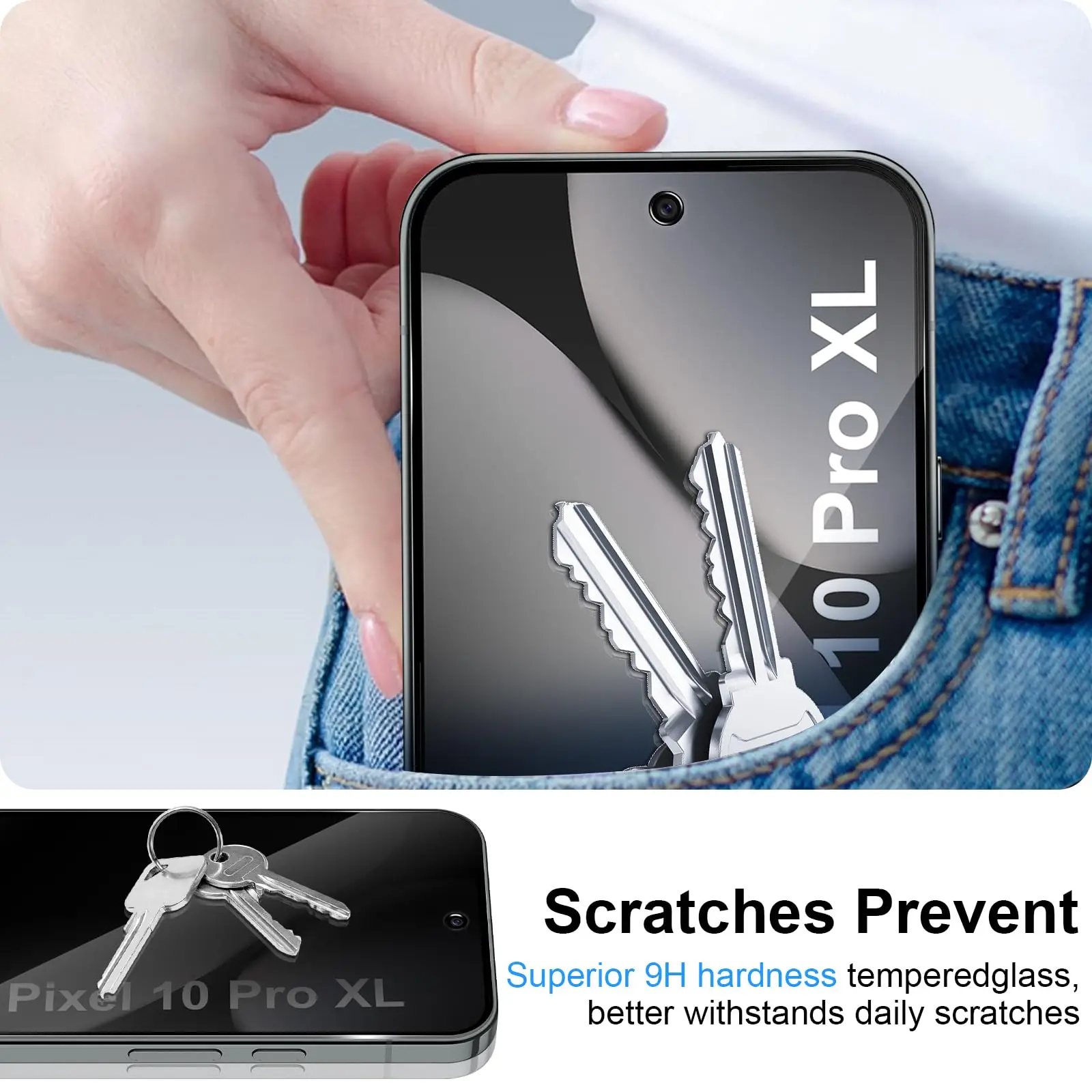 Anti-Spionage-Displayschutz für Google Pixel 10 Pro XL, Privatsphäre, 9 Stunden gehärtetes Glas, kratzfest, Peep-Hülle