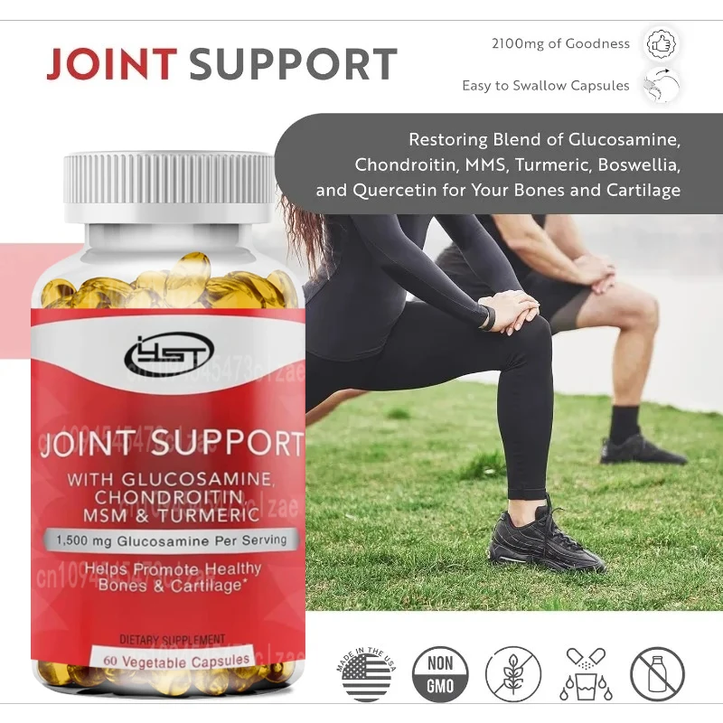 Joint Support, Glucosamine Chondroitin Turmeric MSM Frankincense Supplement, 60 Capsules