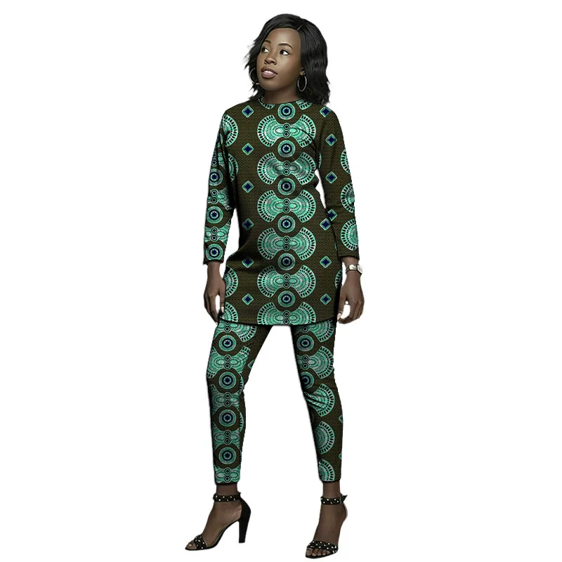 African Couture Original Design V-neck Blouse And Patch Trousers Set Tailor Made Ankara Print Outfit Female Party Wear