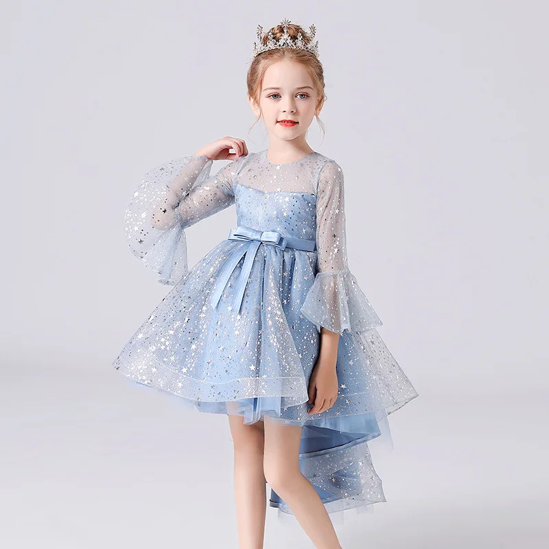 Robe d'Été en Tulle et Dentelle pour Fille, Tenue de Princesse à Fleurs, Couleur Rouge et Bleue, pour ixd'Anniversaire et de Mariage