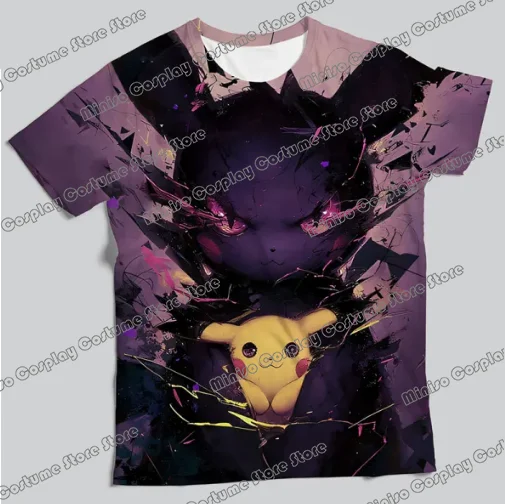 

Pokemon Dark Pikachu Sweat-wicking T-shirt, Suitable for Both Men and Women, Adults and Children in Spring and Autumn